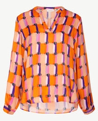 Eterna - Blouse - Dessin orange en navy
