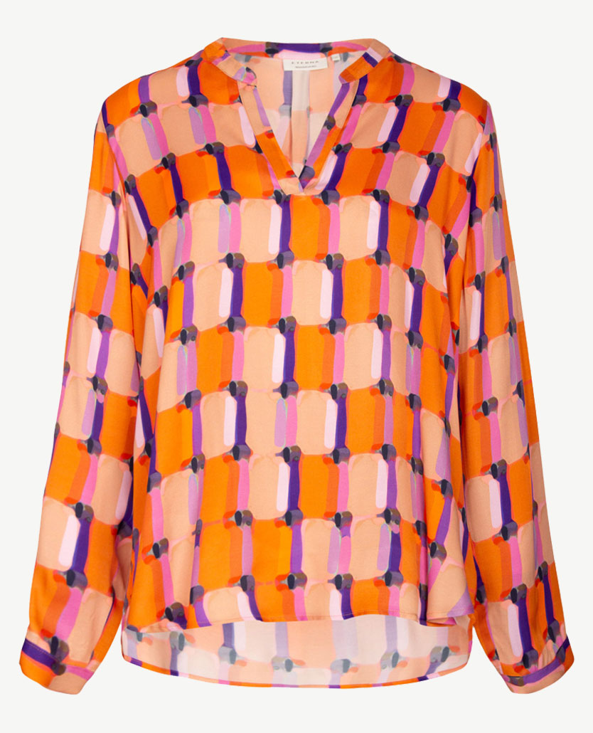 Eterna - Blouse - Dessin orange en navy