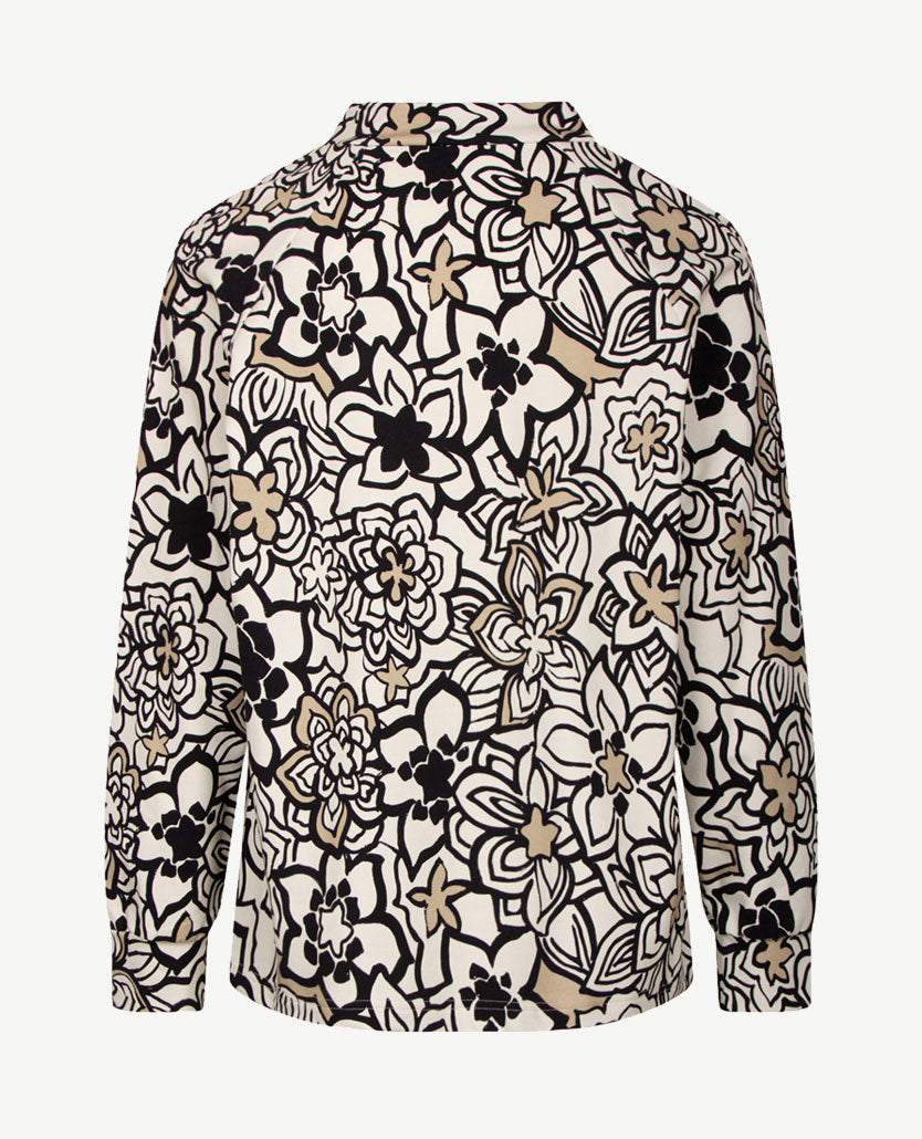 Frank Walder - Top - Boordje - Off-white, zwart en beige