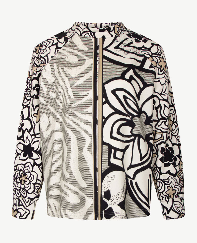 Frank Walder - Top - Boordje - Off-white, zwart en beige
