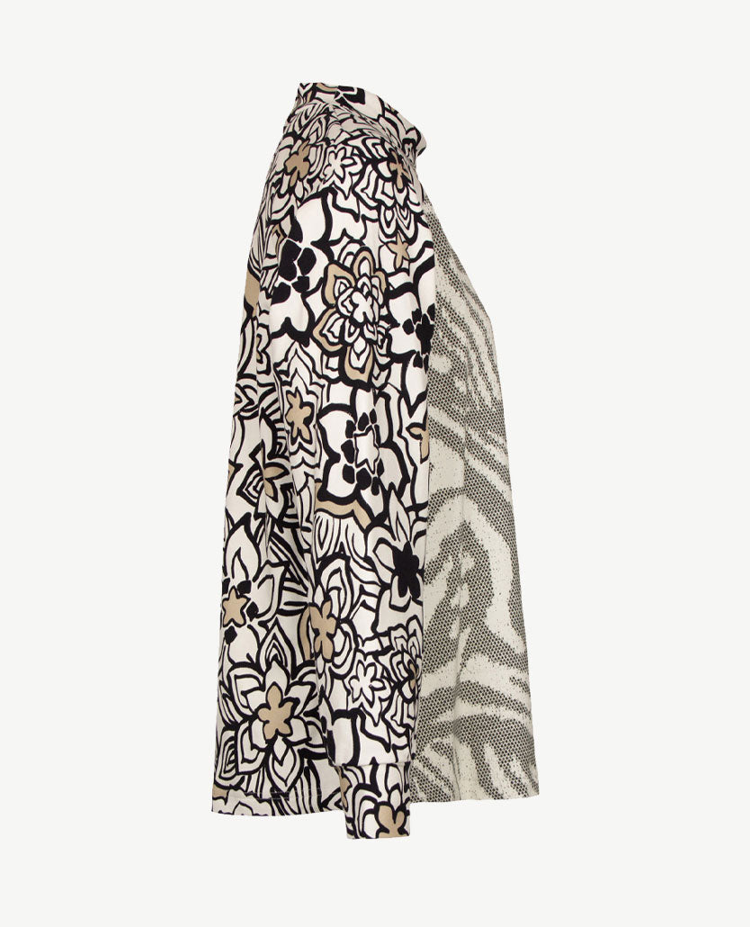 Frank Walder - Top - Boordje - Off-white, zwart en beige