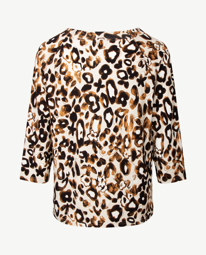 Frank Walder  - Top ronde hals - Camel, beige, zwart en off-white