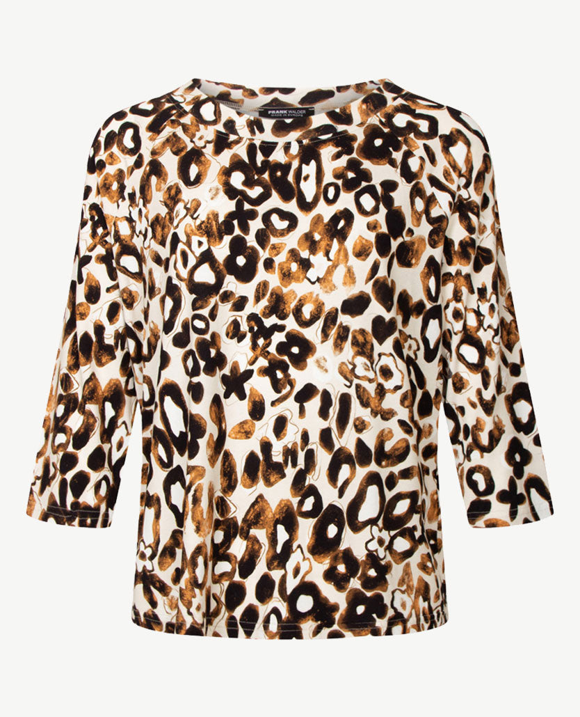 Frank Walder  - Top ronde hals - Camel, beige, zwart en off-white