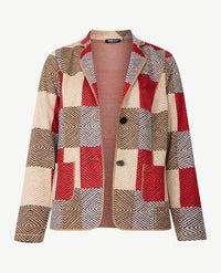 Frank Walder - Blazervest - Dessin marine, beige, camel en rood