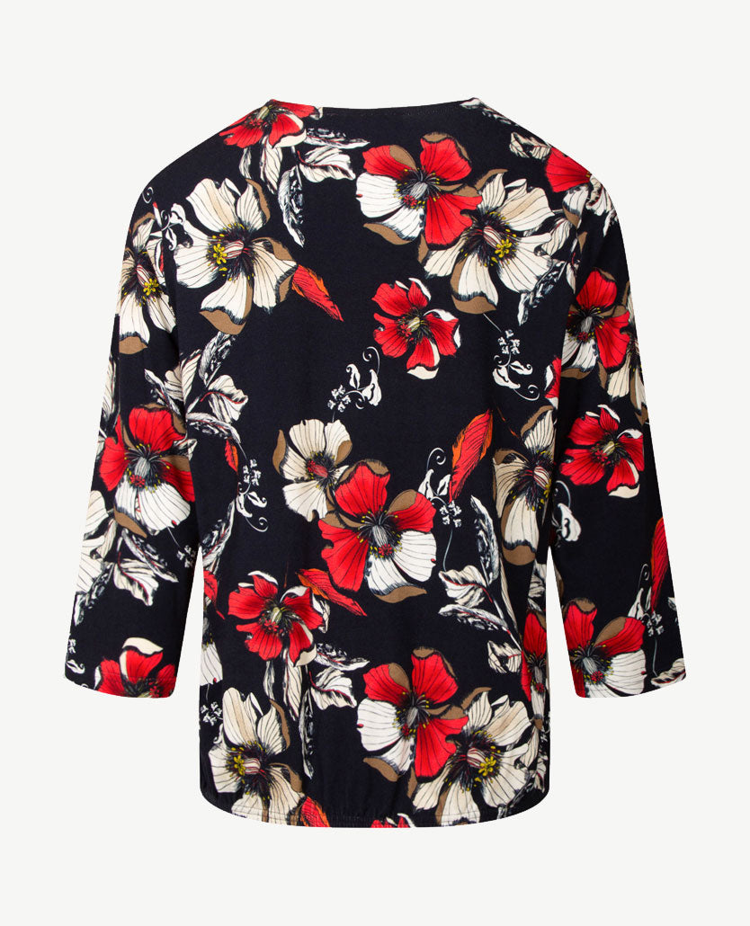 Frank Walder - Blouson - Bloem, navy, beige, off-white en rood