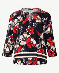 Frank Walder - Blouson - Bloem, navy, beige, off-white en rood