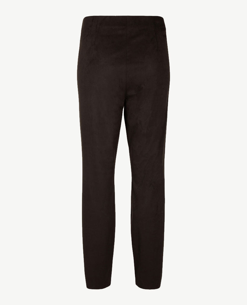 Frank Walder - Pantalon Mia - Elastiek rondom - Korte lengte - Suedine - Zwart