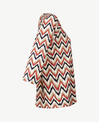 Frank Walder  - Top ronde hals - Zigzag, rood, beige en navy