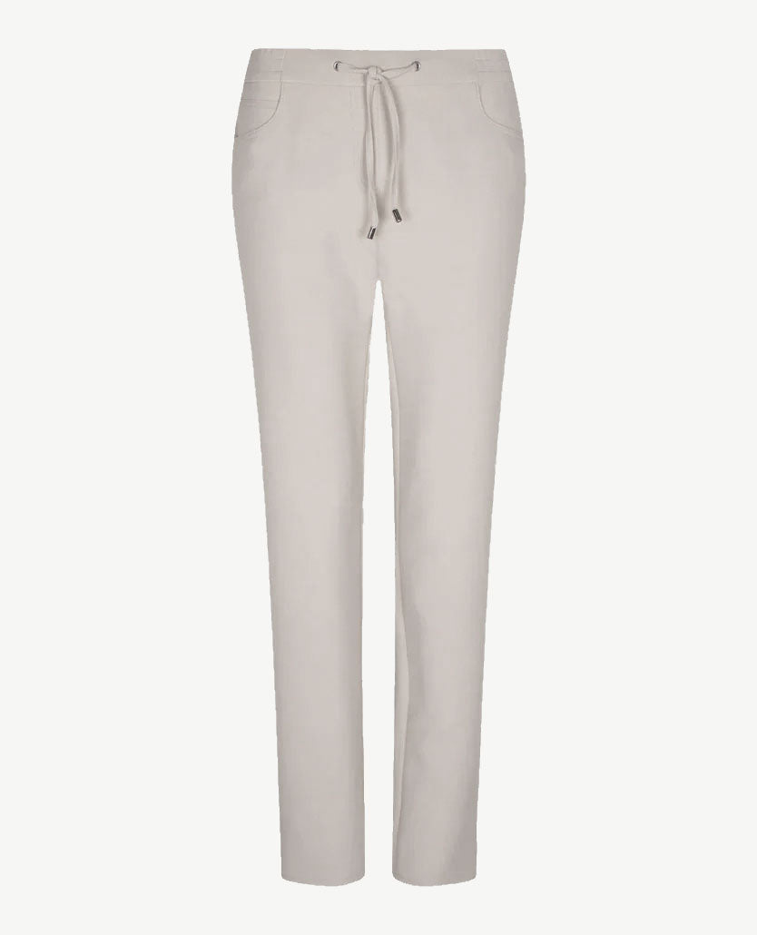 Frank Walder - Pantalon travel - Elastiek rondom met koordje - Zilvergrijs