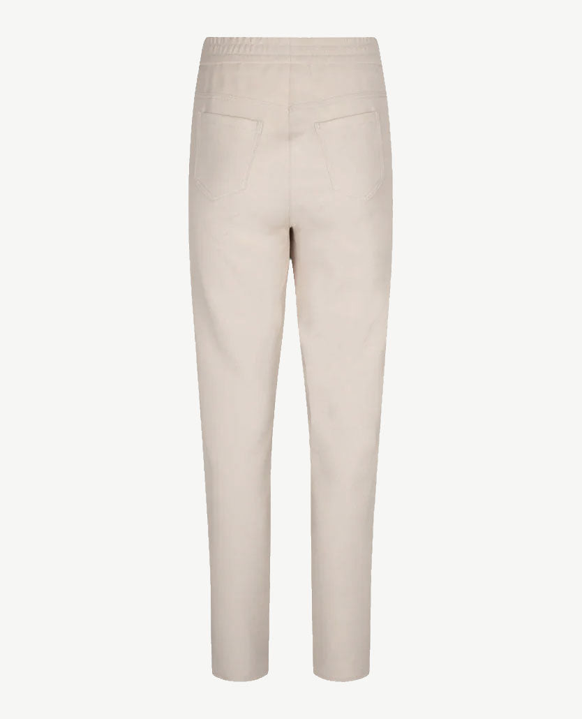 Frank Walder - Pantalon travel - Elastiek rondom met koordje - Greige