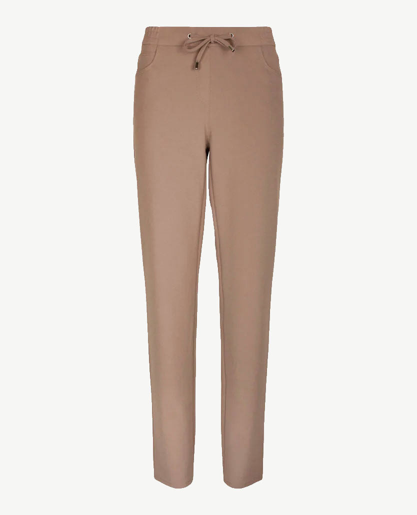 Frank Walder - Pantalon travel - Elastiek rondom met koordje - Taupe