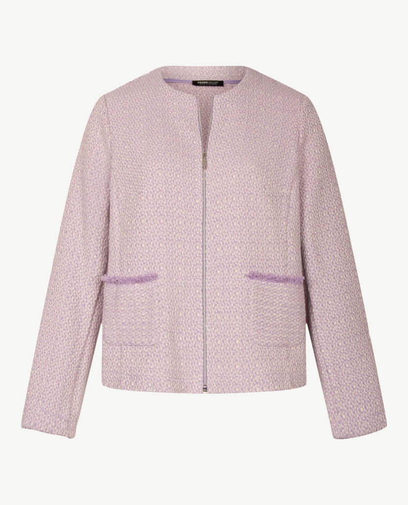 Frank Walder - Vestjasje 'Chanel' met rits en zakjes - Pastels lila en off-white