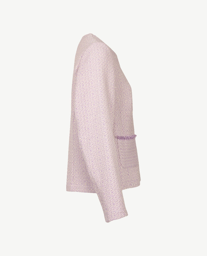 Frank Walder - Vestjasje 'Chanel' met rits en zakjes - Pastels lila en off-white