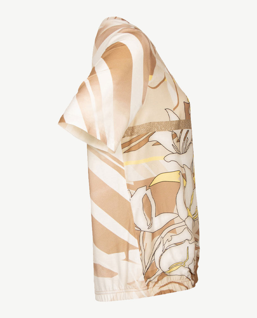 Frank Walder  - Blousontop - beiges, geel, zwart en off-white