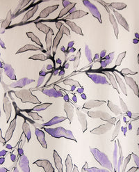 Frank Walder - Top - Ronde v-hals - Dessin paars met lila, off-white, grijs en navy
