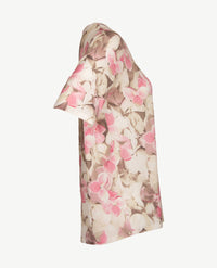 Frank Walder  - Top kleine v-hals - Dessin met rose, beige, écru en taupe