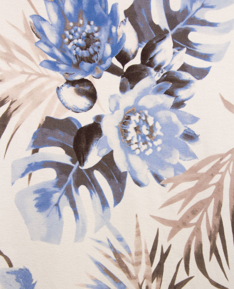 Frank Walder  - Top kleine v-hals - Floral taupe, beige, écru en blue