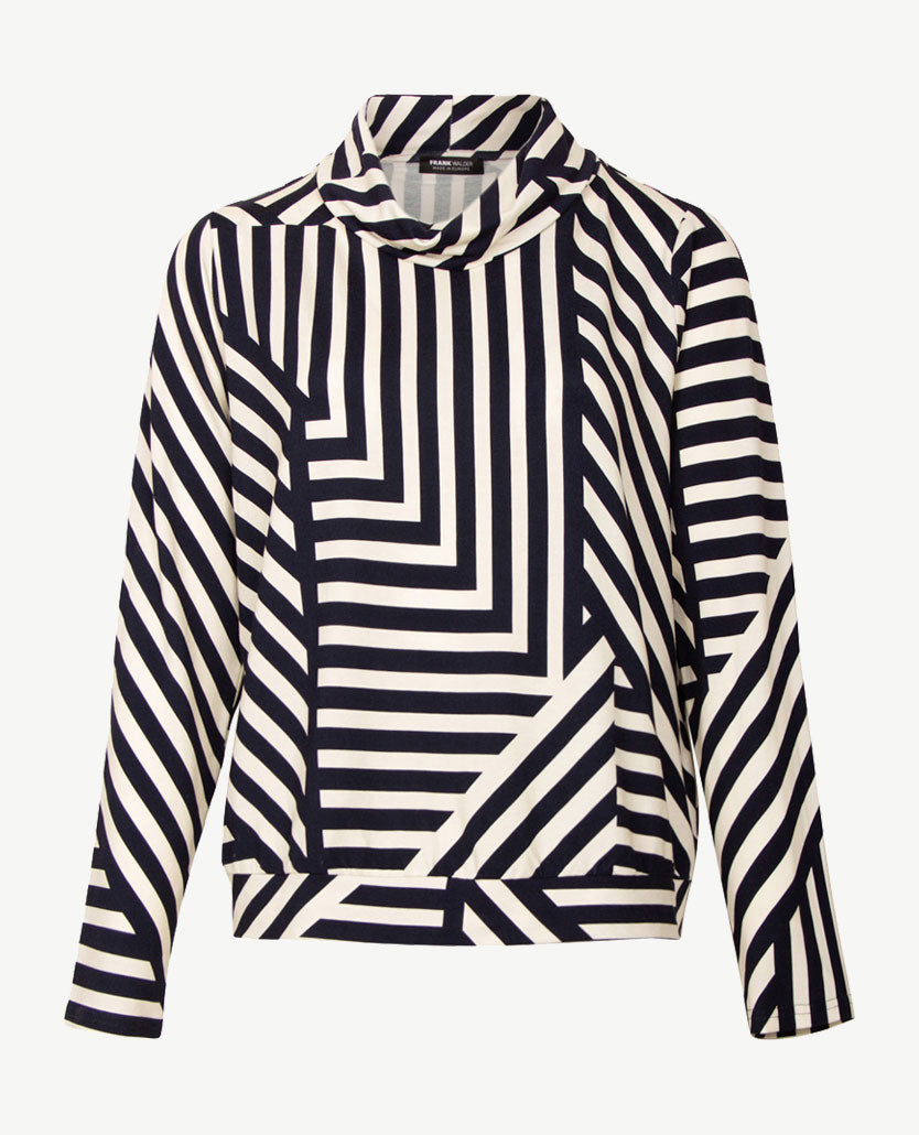 Frank Walder - Blouson met coll - Streep - Navy en licht beige