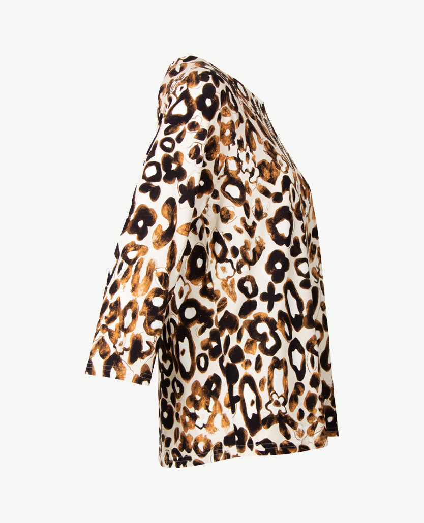 Frank Walder  - Top ronde hals - Camel, beige, zwart en off-white