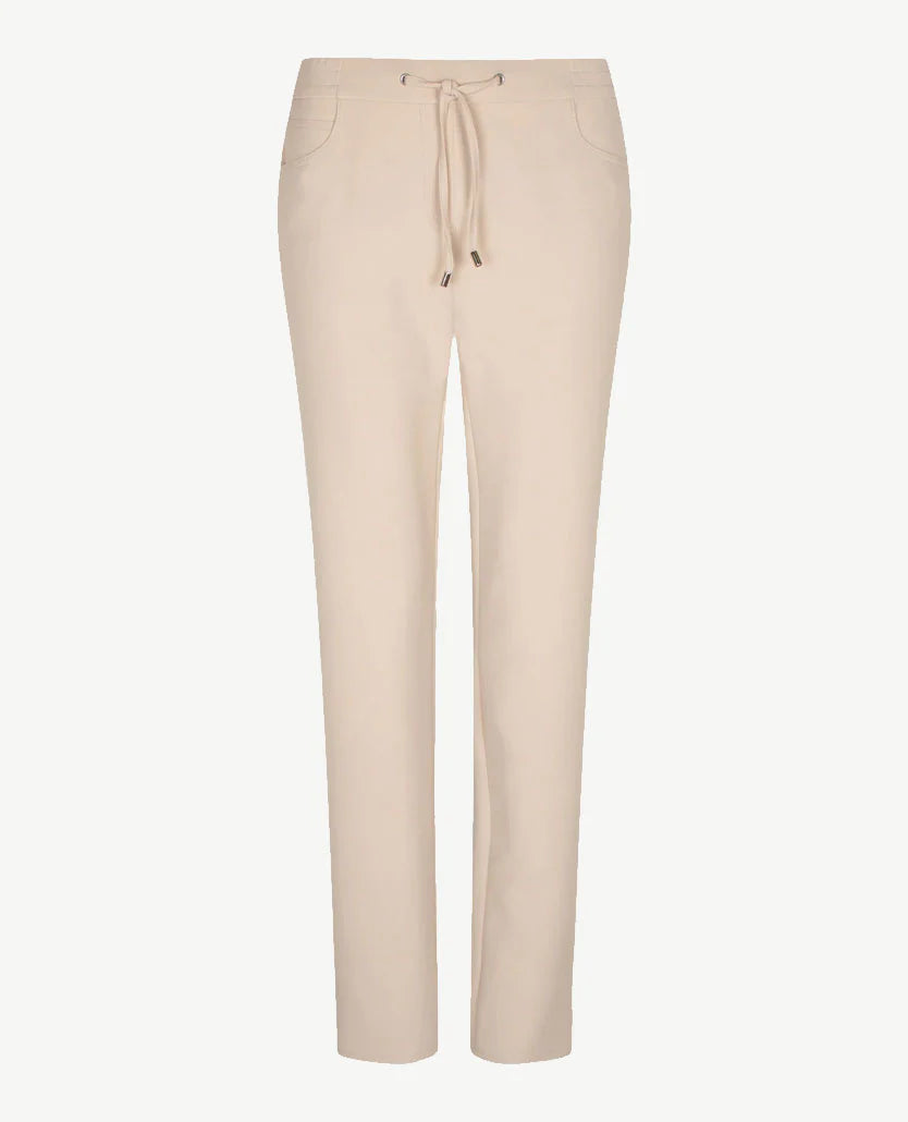 Frank Walder - Pantalon travel - Elastiek rondom met koordje - Licht Beige