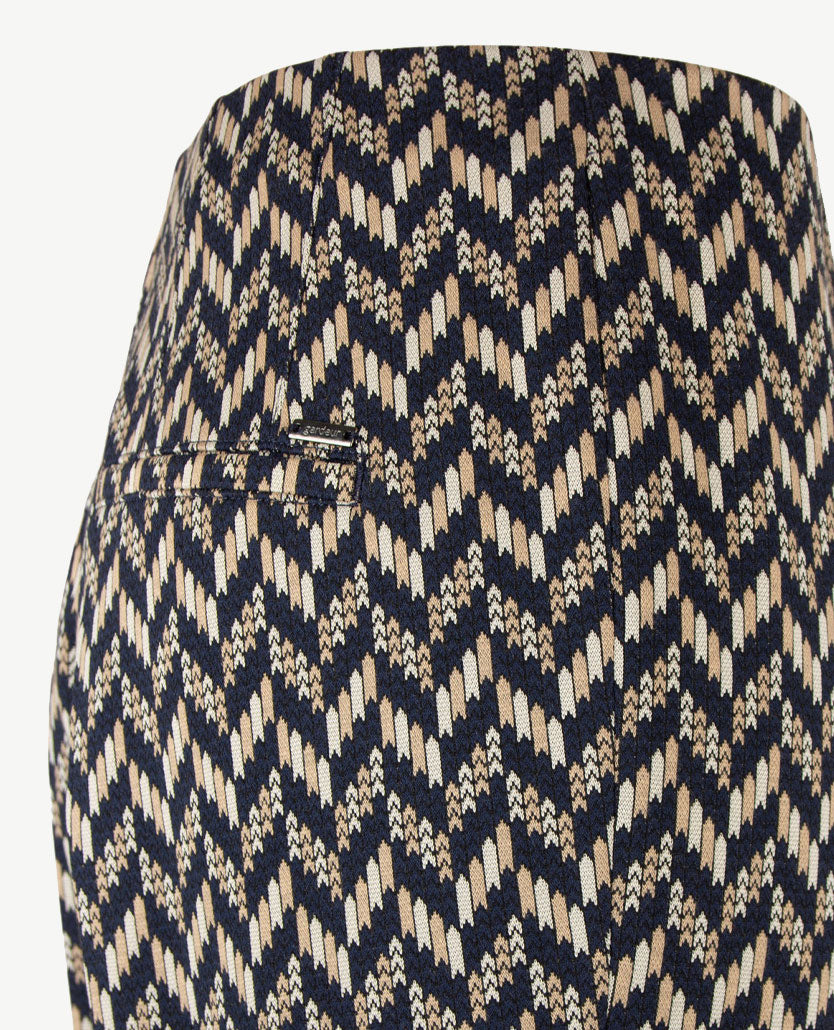 Gardeur - Elastiek rondom - Zene14 - Normale lengte - Zigzag beige, navy, zwart