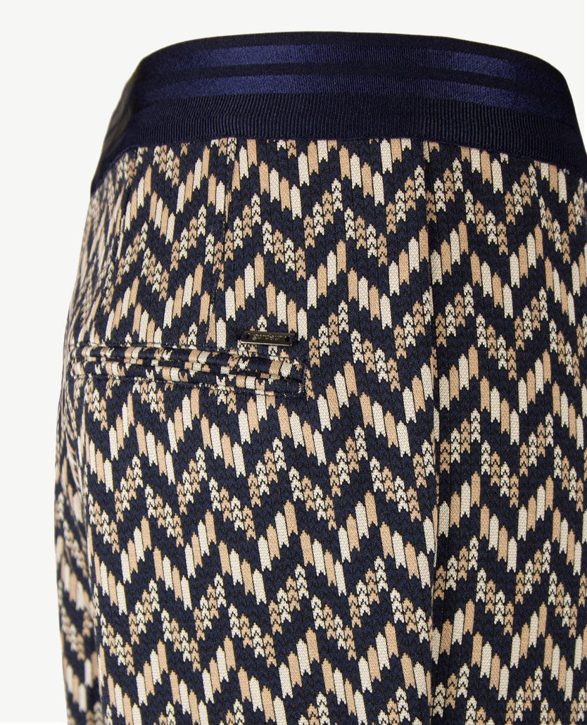 Gardeur - Elastiek rondom - Zaria - Jersey - Normale lengte - Zigzag beige, navy en zwart