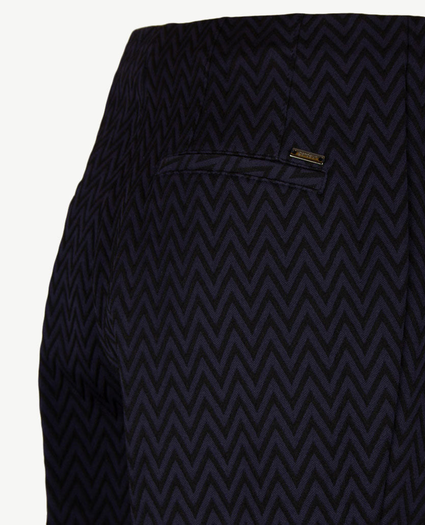 Gardeur - Elastiek rondom - Zene14 - Normale lengte - Zigzag zwart-navy