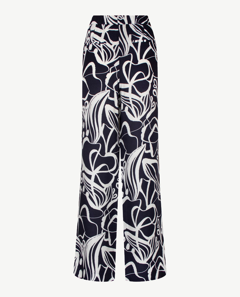 Gardeur - Elastiek rondom - Franca - Zijdelook - Normale lengte - Navy met wit