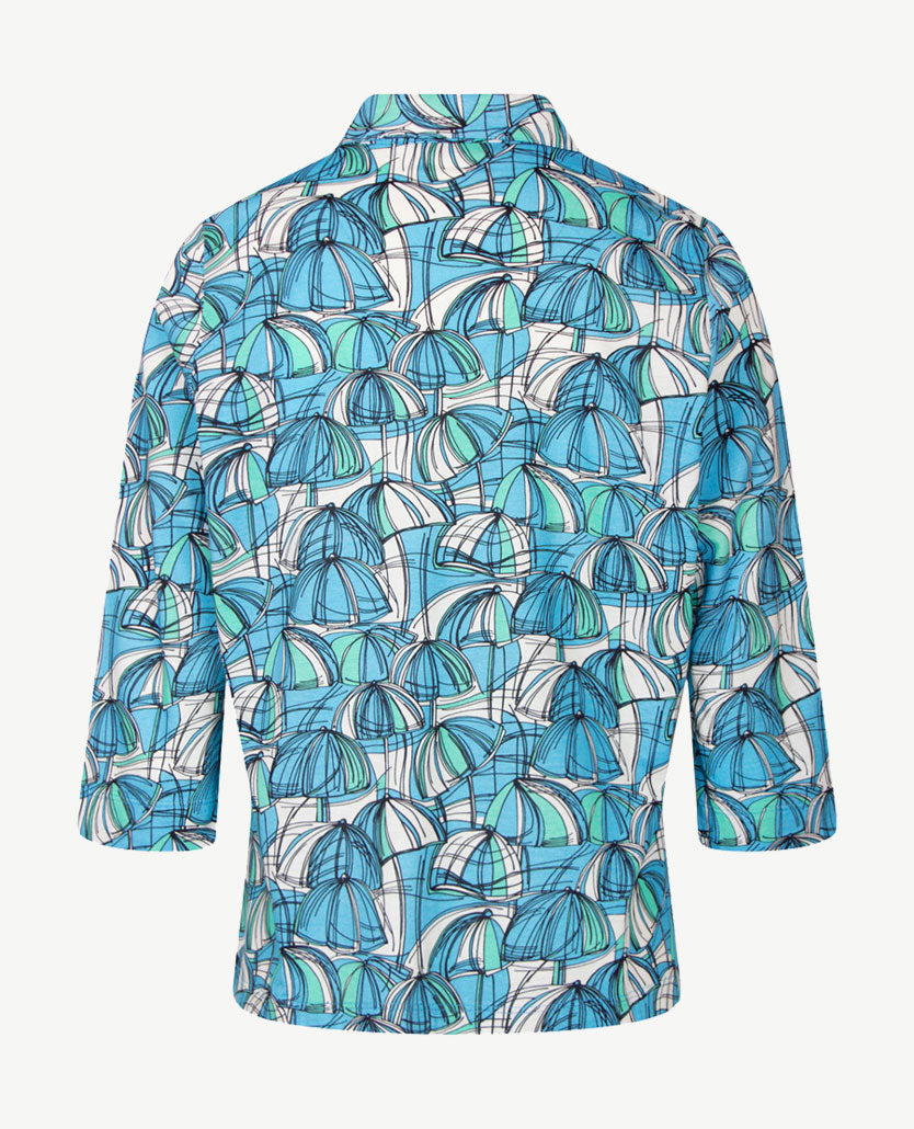 Gollé Haug - Polo - 3-4 mouw - Azuur met wit en navy