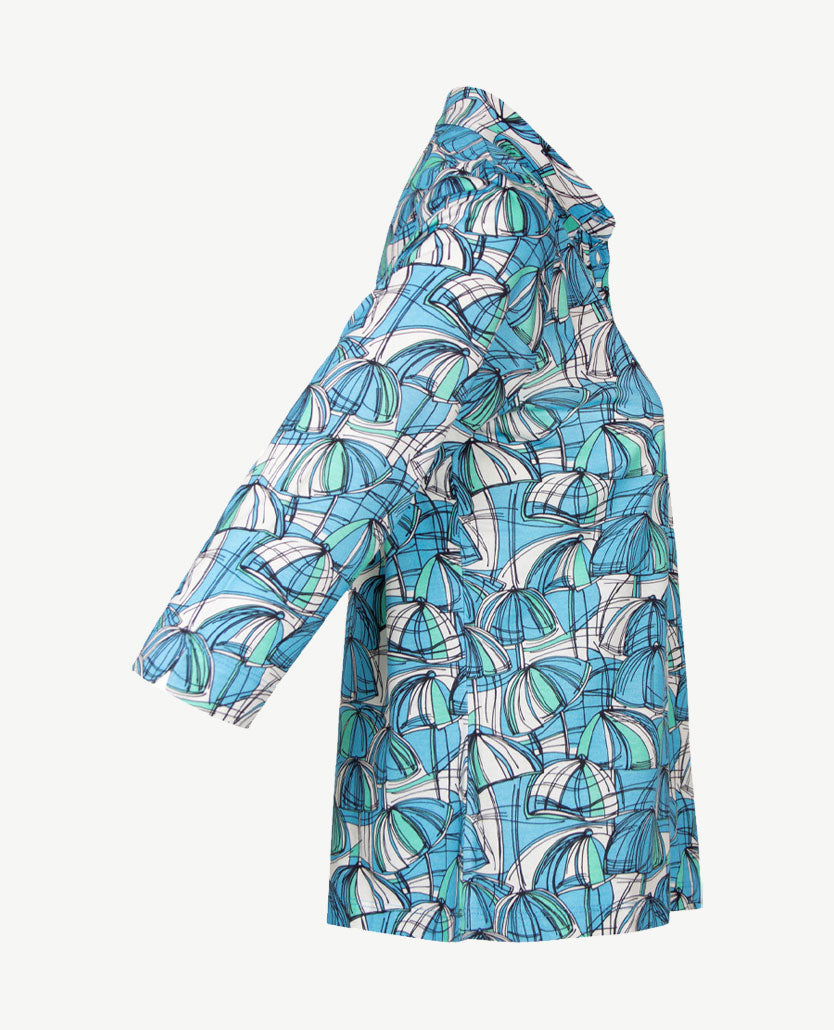 Gollé Haug - Polo - 3-4 mouw - Azuur met wit en navy
