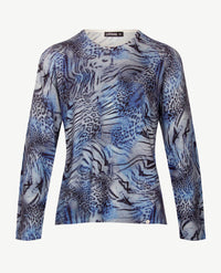 Gollé Haug - Dunne pullover - Ronde hals - Blauwen met grijs en navy