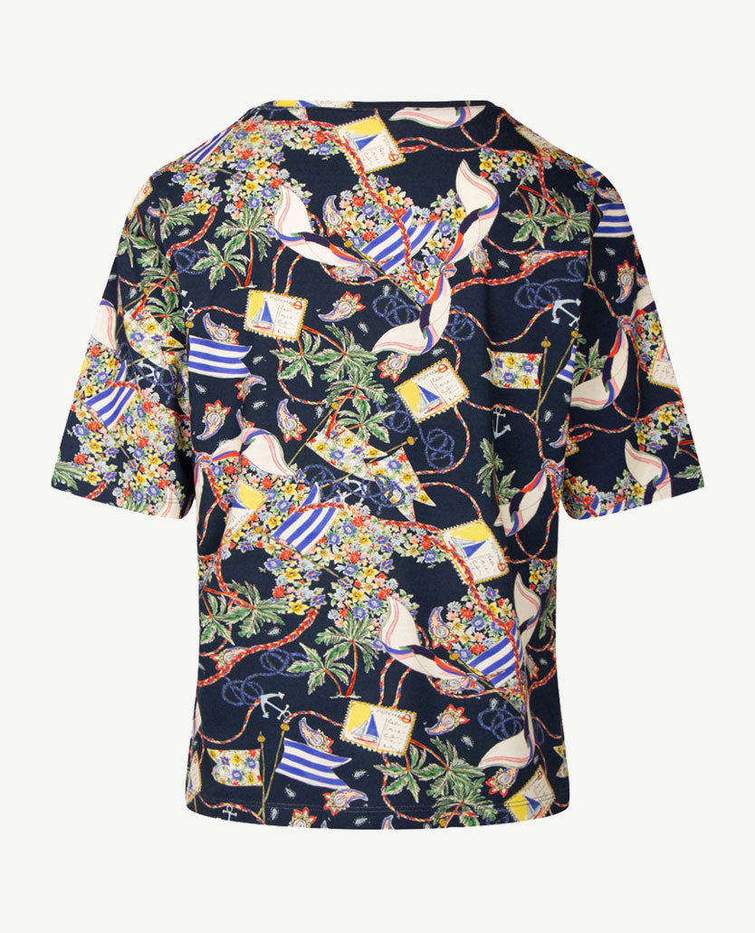 Gollé Haug - Top ronde hals - Dessin navy