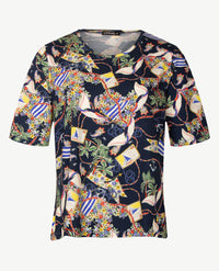 Gollé Haug - Top ronde hals - Dessin navy