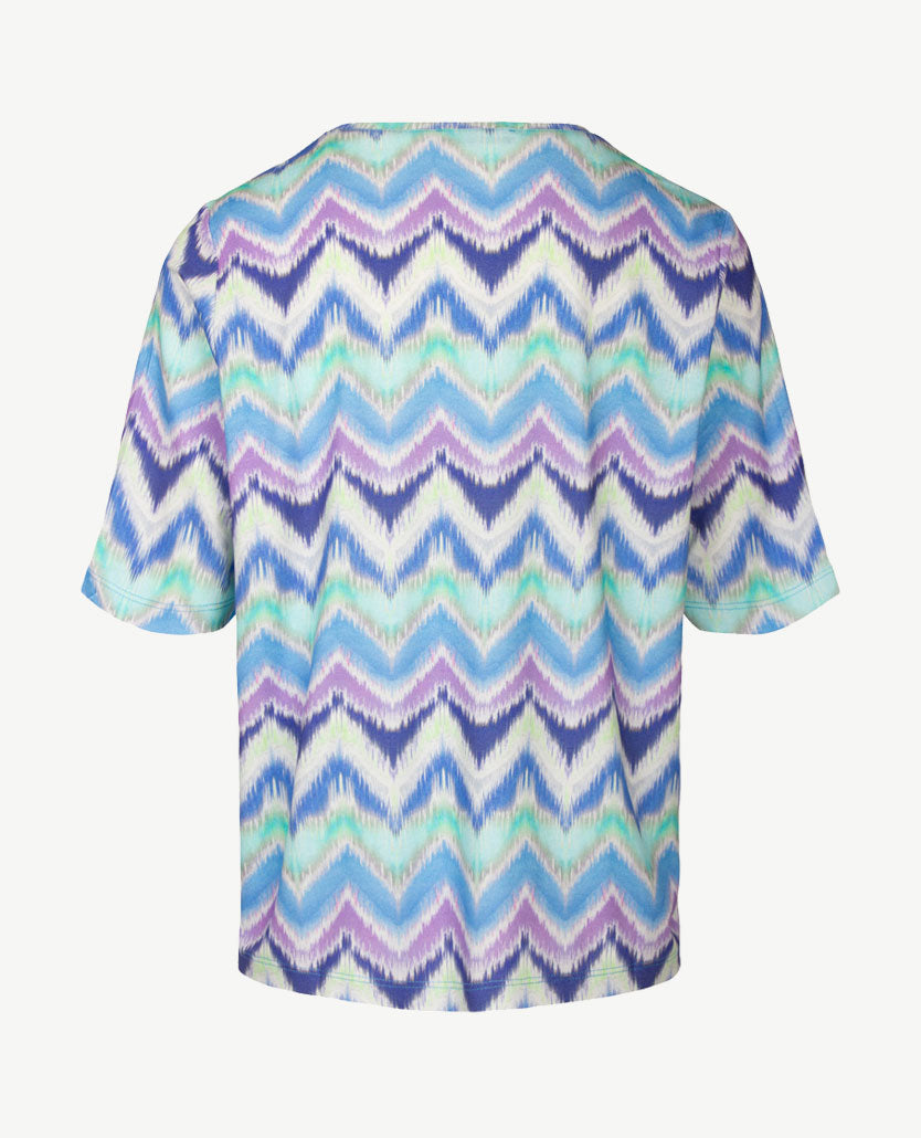 Gollé Haug - Top ronde hals - Zigzag - Groen, blauwen, wit en lila