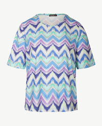 Gollé Haug - Top ronde hals - Zigzag - Groen, blauwen, wit en lila