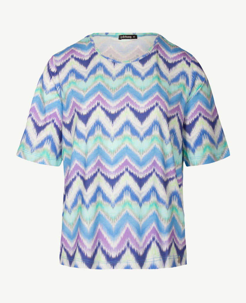 Gollé Haug - Top ronde hals - Zigzag - Groen, blauwen, wit en lila