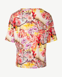 Gollé Haug - Top ronde hals - Tropical met geel en beige