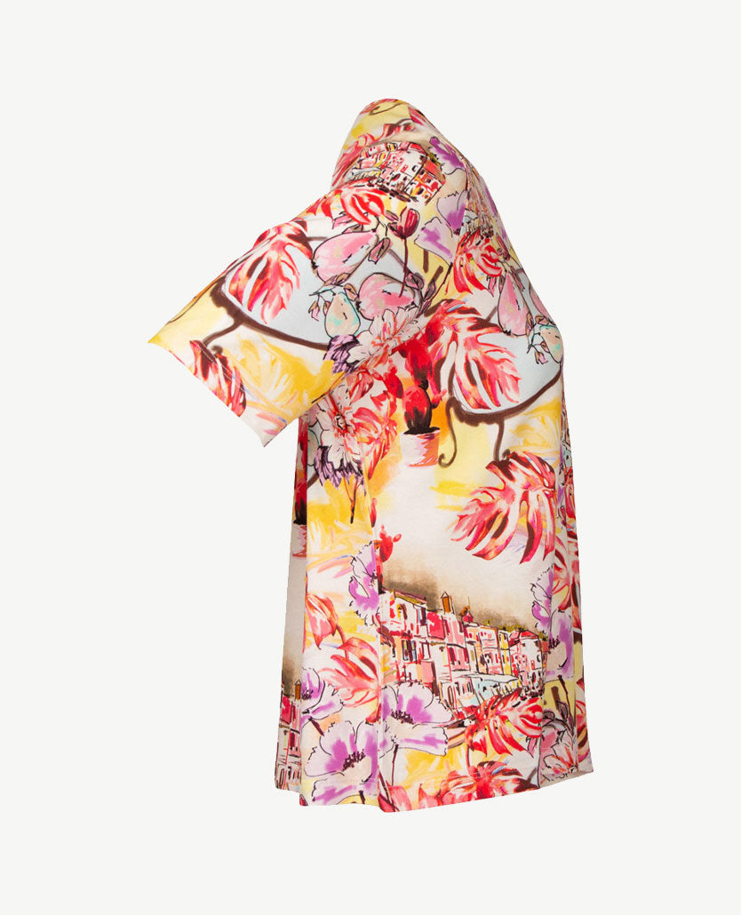 Gollé Haug - Top ronde hals - Tropical met geel en beige