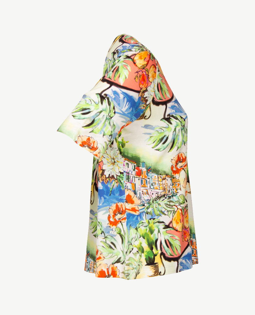 Gollé Haug - Top ronde hals - Tropical met blauw en groen