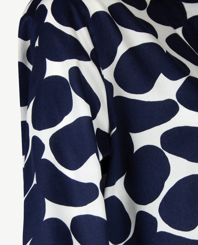Eterna - Tuniekblouse - Satijnkatoen - Navy en off-white