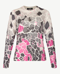 Gollé Haug - Dunne pullover - ronde hals - Dessin grijs, pink en licht beige