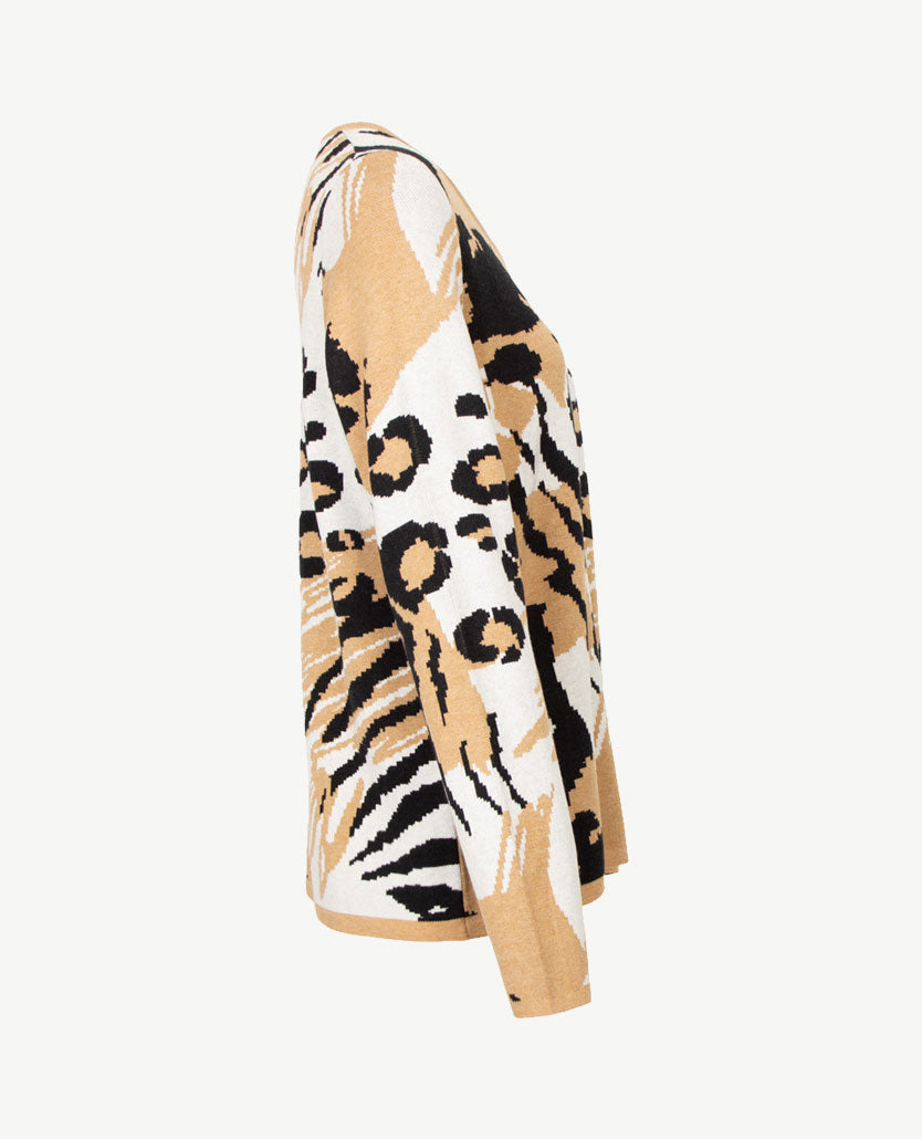 Gollé Haug - Pullover ronde hals - Camel, zwart, beige en off-white