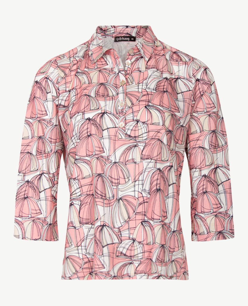 Gollé Haug - Polo - 3-4 mouw - Rose met beige en wit