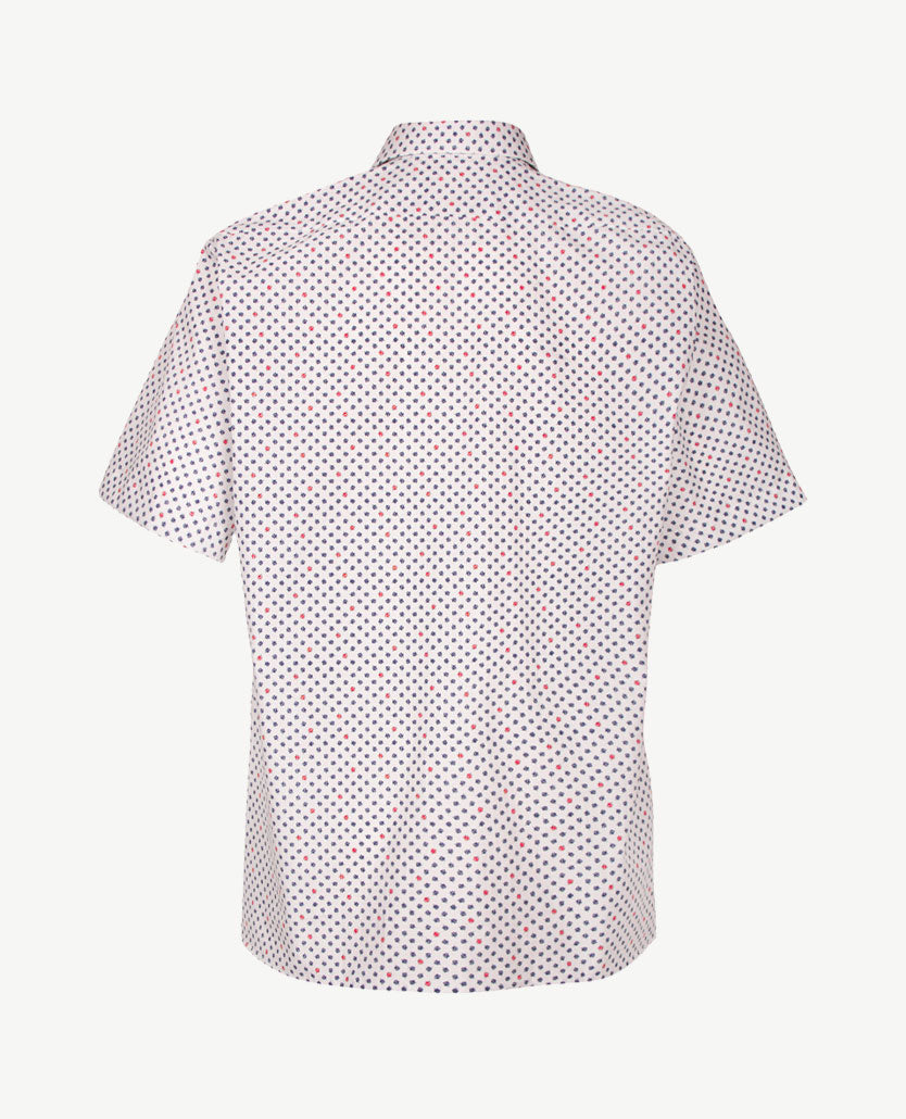 No Buttons®  by D.Y.P - Overhemd zonder knopen - korte mouwen - James - Wit met navy en rood