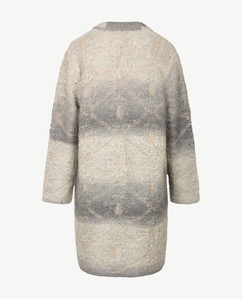 Le Comte - Lang gebreid vest - Beiges met grijzen en off-white
