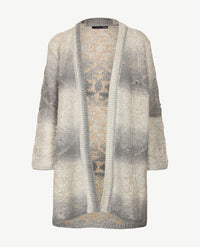 Le Comte - Lang gebreid vest - Beiges met grijzen en off-white