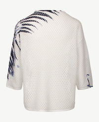Le Comte - Lichte pullover-top - ronde hals - Navy en wit