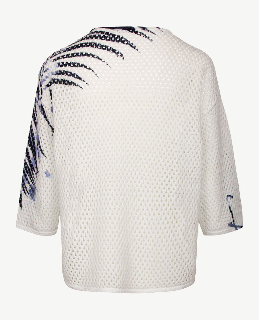 Le Comte - Lichte pullover-top - ronde hals - Navy en wit