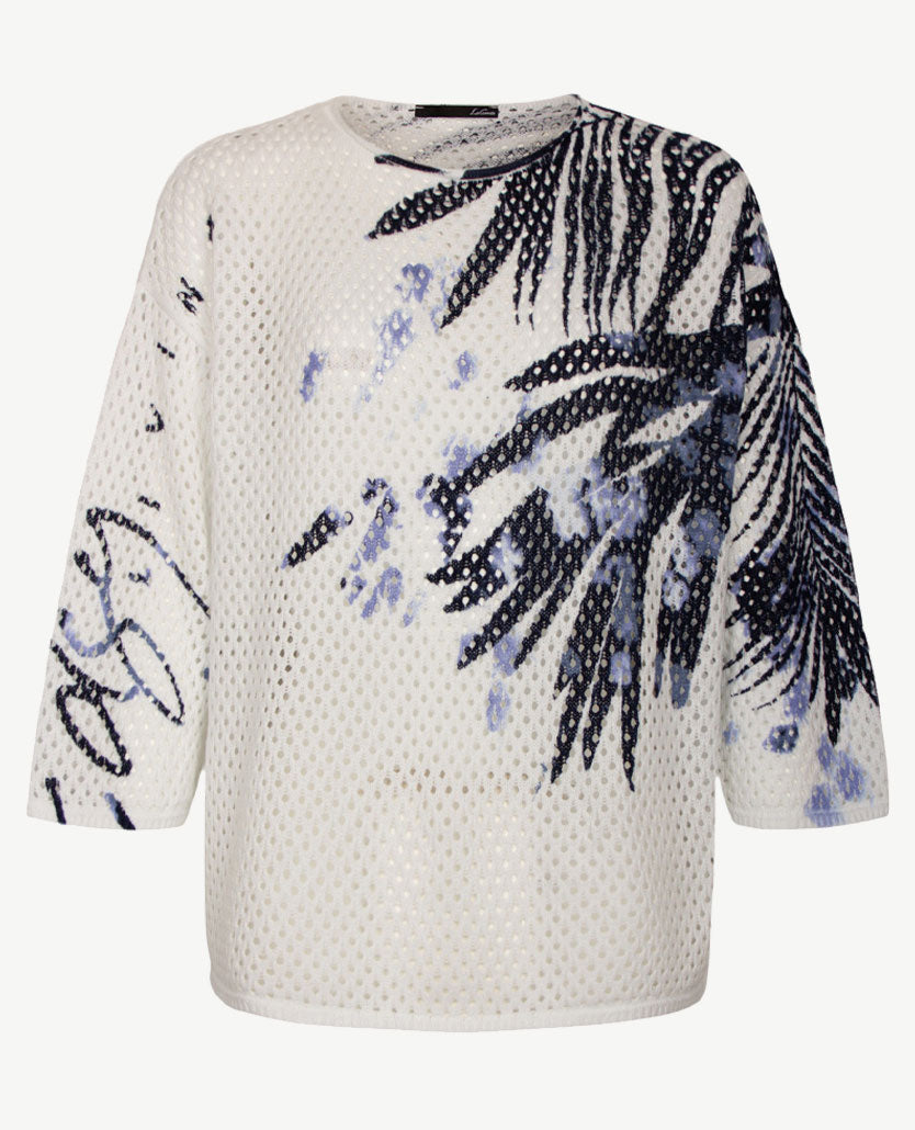 Le Comte - Lichte pullover-top - ronde hals - Navy en wit