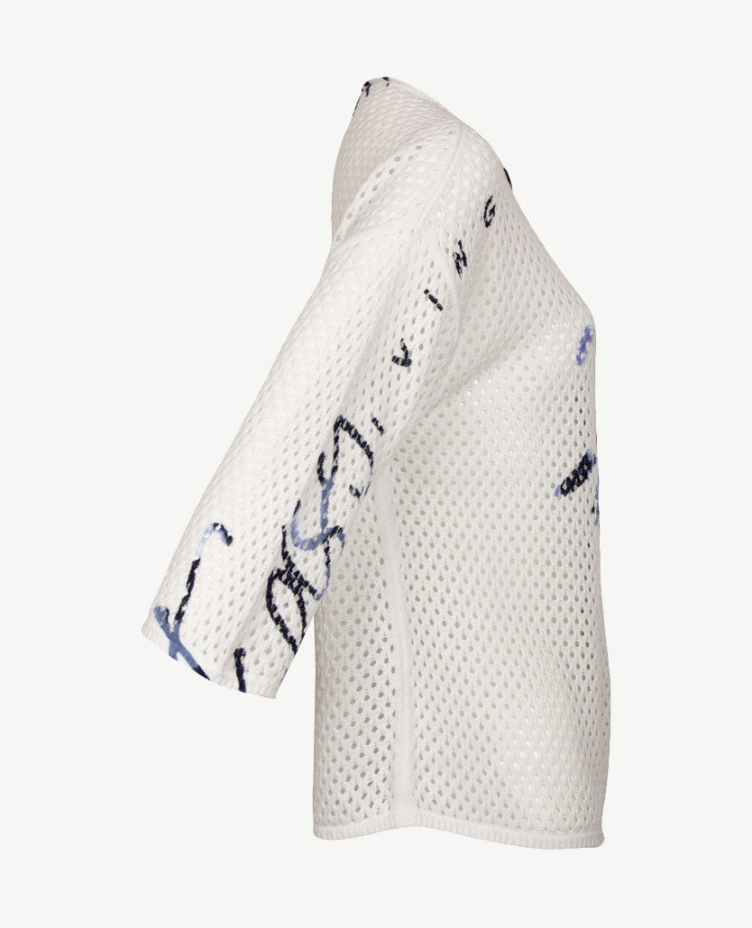Le Comte - Lichte pullover-top - ronde hals - Navy en wit